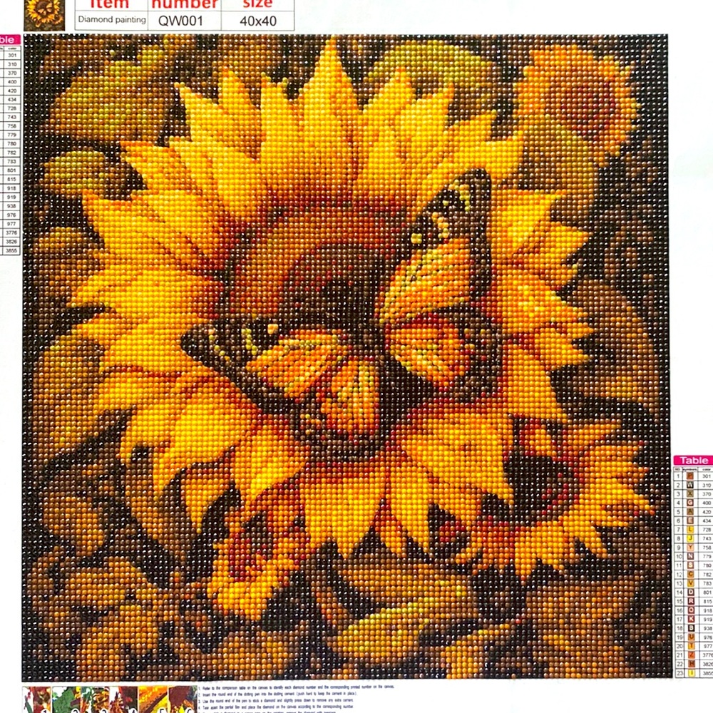 Huge Sunflower with Butterfly Diamond Dot Art Picture Painting